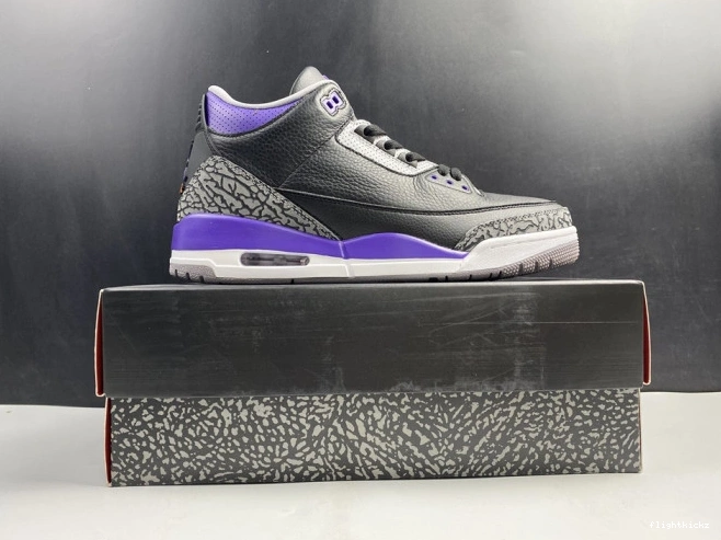 Jordan 3 Purple 050 Court Black CT8532 Air Retro 0803